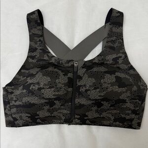 lululemon athletica Front-Zip Camo Sports Bra in Black and Gray